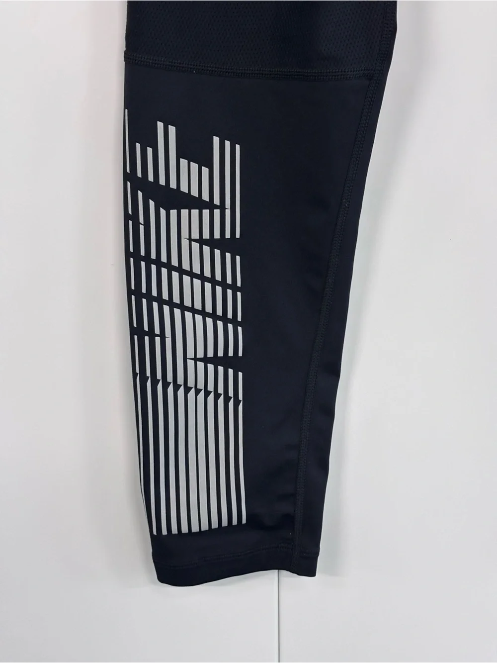 Men's Nike Running Dri-FIT Leggings Black Large Reflective Logo Drawstring Activ